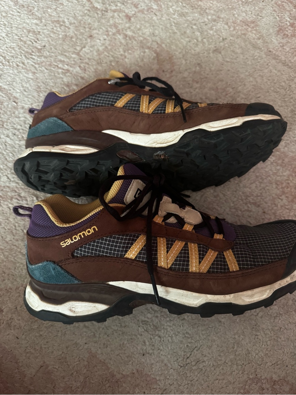 Salomon  Brown, Purple & Yellow Trail Shoes
